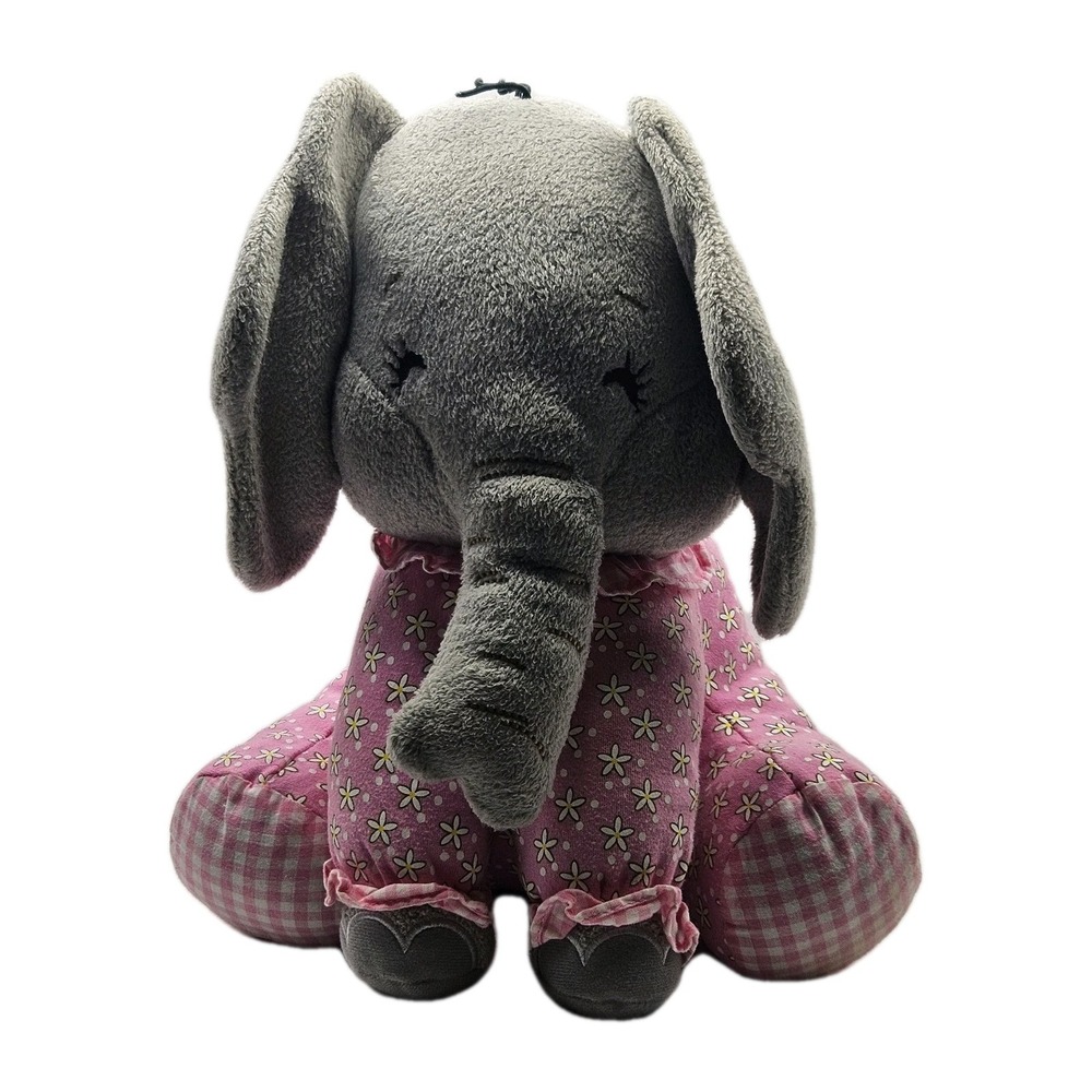 HTF Cracker Barrel Pink Gray Elephant Cherished Beginnings Plush‎ Removable Pjs
